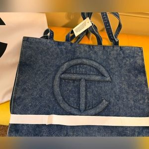 Large Telfar Denim Tote Bag